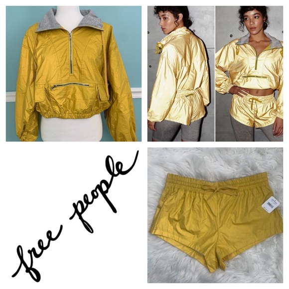 Free People Jackets & Blazers - Free People Set Reflective Jacket &  Shorts  Small